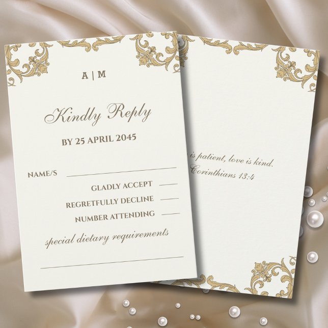 Ivory Victorian Christian Wedding RSVP Card (Subido por el creador)