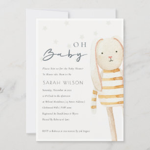 Ivory Yellow Bunny Soft Toy Oh Invitación Baby Sho