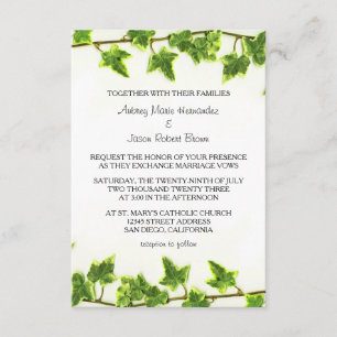 Ivy verde - Invitación a la boda 3x5