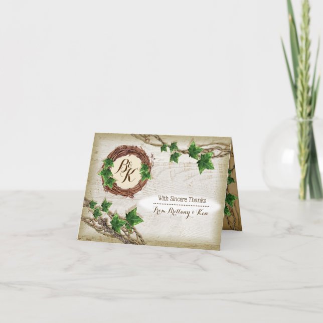 Ivy Y Willow Boda Notas de agradecimiento (Anverso)