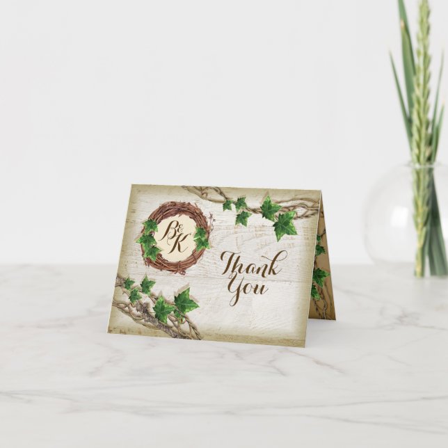 Ivy Y Willow Boda Notas de agradecimiento (Anverso)