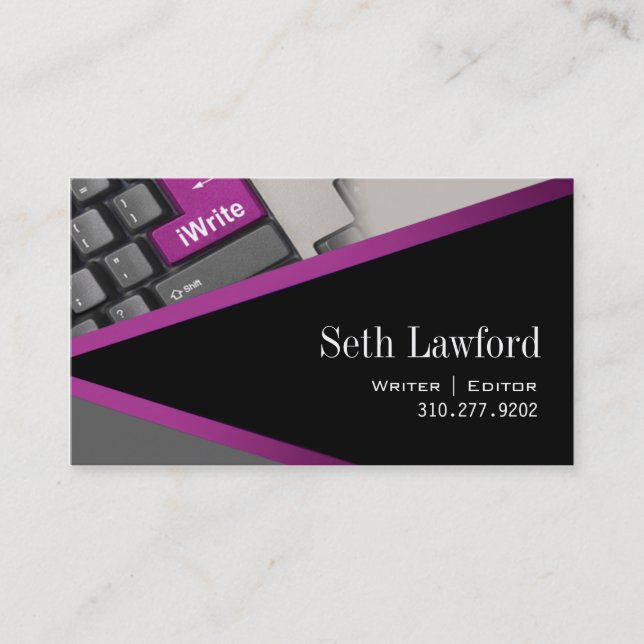 iWrite - tarjeta de visita del redactor del (Anverso)