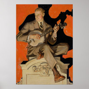 J.C. Leyendecker Músico de Banjo 1920 Arte Art Déc