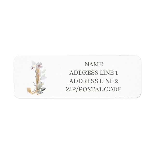 J Etiqueta Monograma Floral Personalizada (Frente)