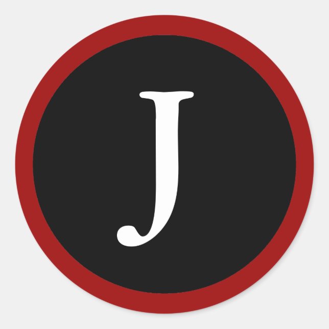J: Letra J inicial Pegatinas rojos, blancos y negr (Anverso)
