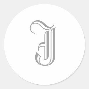 J Letra monograma Pegatina Inglés Gris Viejo