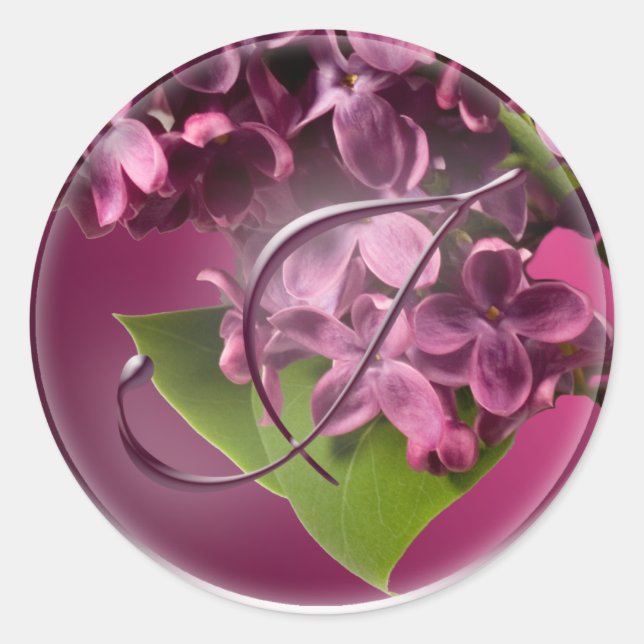 J Monograma Sello para sobres Lilac Pegatina (Anverso)