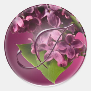 J Monograma Sello para sobres Lilac Pegatina