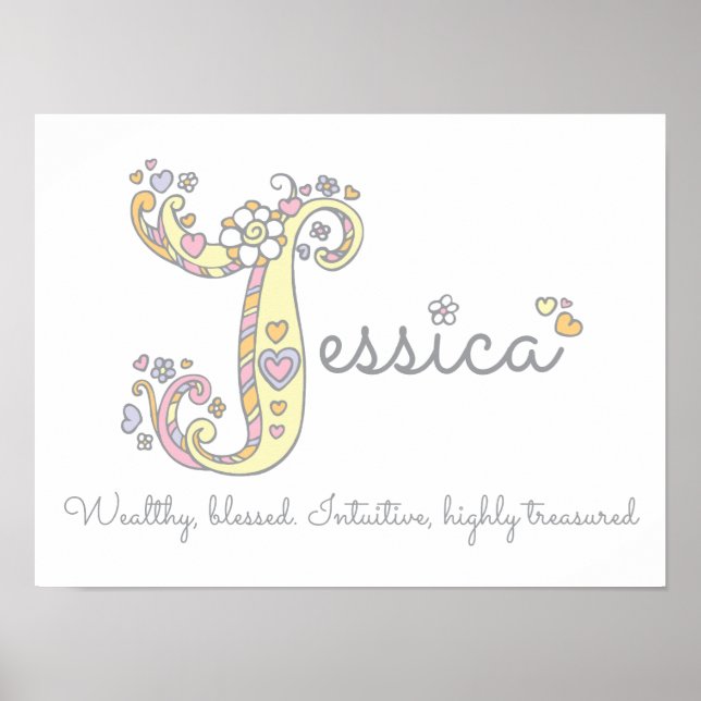 J para Jessica nombre de arte del doodle inicial (Frente)