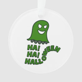 "¡Ja! ¡Ja! Halloween" Ornamento verde fantasma col
