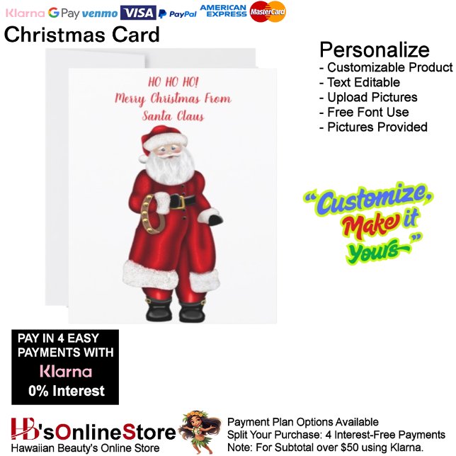 ¡JA JA JA! Feliz Navidad de parte de Santa Claus (HO HO HO! Merry Christmas From Santa Claus Christmas Holiday Card 3.)