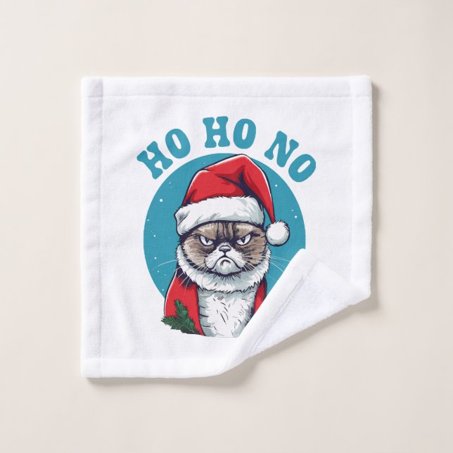 Ja ja no - divertido gato gruñón de Santa (Toallita)