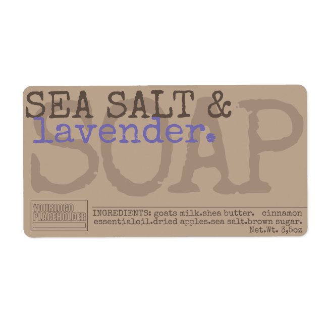 Jabón de lavanda Pegatinas rústicos artesanales Vi (Frente)