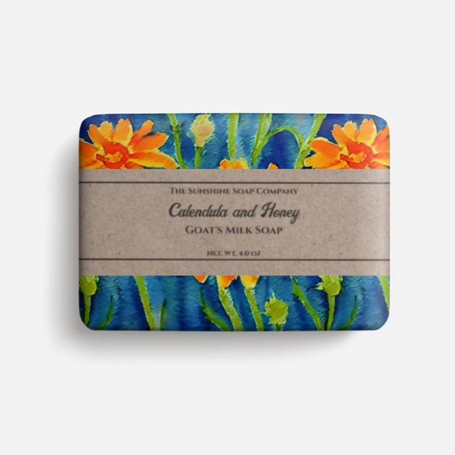 Jabón Empaquetado Papel acuarela caléndula flores (Subido por el creador)