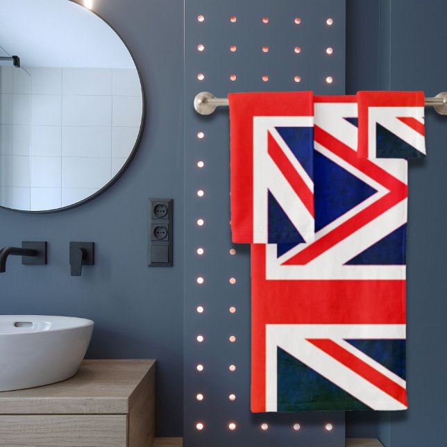 jack de unión de banderas británicas de moda londi (vintage london fashion british flag union jack bath towel set)