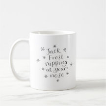 Jack Frost que pellizca en su taza de la nariz