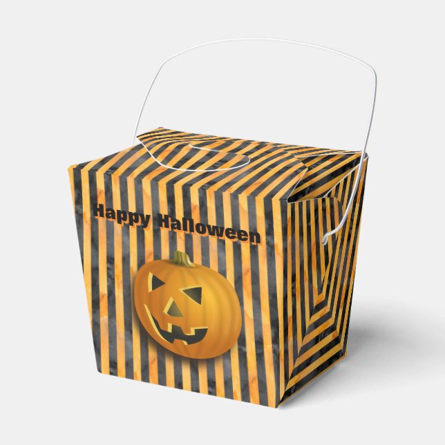 Jack-O-Lantern, caja de Goodie a rayas negro y Nar (Front Side)