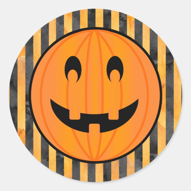 Jack o Lantern con Pegatinas de franjas de Hallowe (Anverso)