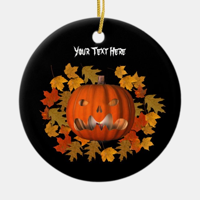 Jack O Lantern deja un ornamento de Halloween (Frente)