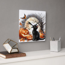 Jack O' Lantern y el reloj de pared de Halloween p