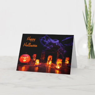 Jack-O-Linterna y velas de tarjeta de Halloween