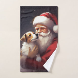Jack Russell Con Navidades festivos de Santa Claus