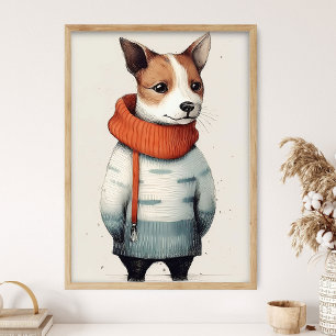 Jack Russell en estampa de suéter, decoración dive
