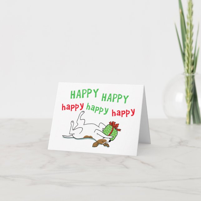Jack Russell Happy Holiday Dog Navidad Card (Anverso)