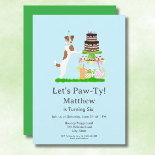 Jack Russell Terrier Con Invitación De Pastel De C