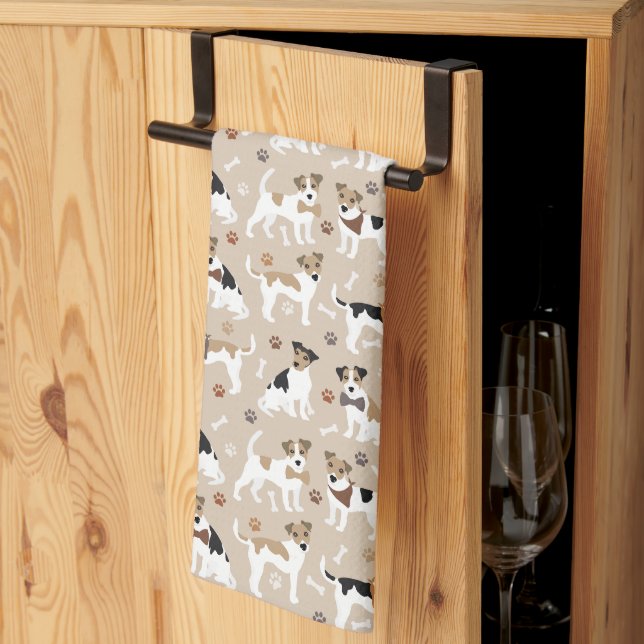 Jack Russell Terrier Paws and Bones Kitchel Toalla (Pliegue de tercios)