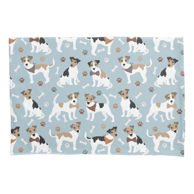 Jack Russell Terrier Paws and Bones Pillow Funda (Anverso)