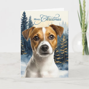Jack Russell Terrier Perro Bosque de Pinos Navidad