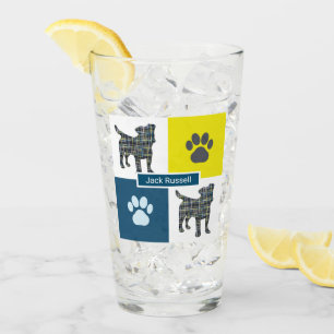 Jack Russell Terrier Silhouette Dog & Paw Y&B Grid