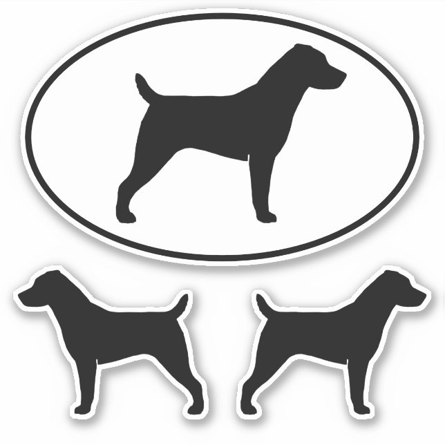 Jack Russell Terrier Silhouettes Vinyl Pegatina Se (Anverso)