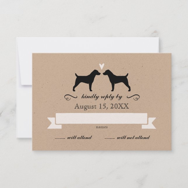 Jack Russell Terrier Silhouettes Wedding RSVP (Anverso)