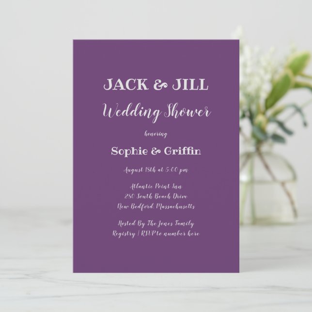 Jack y Jill Purple Shower por invitación de pareja (Anverso de pie)