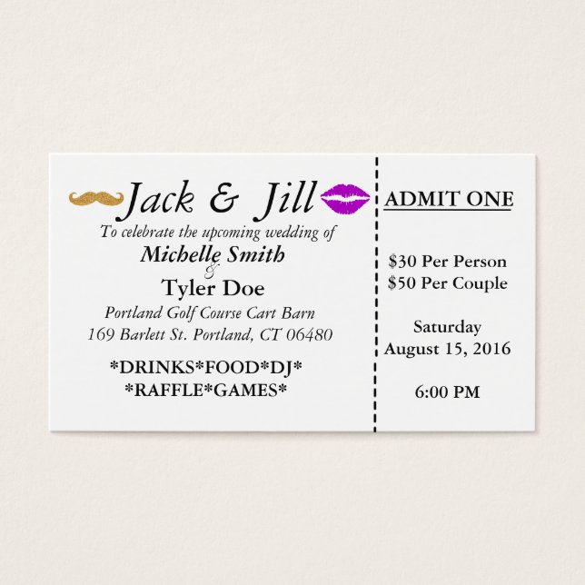 Jack y Jill Tickets (Frente)