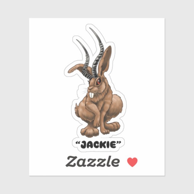 Jackalope "Jackie" Cryptid pegatina (Hoja)