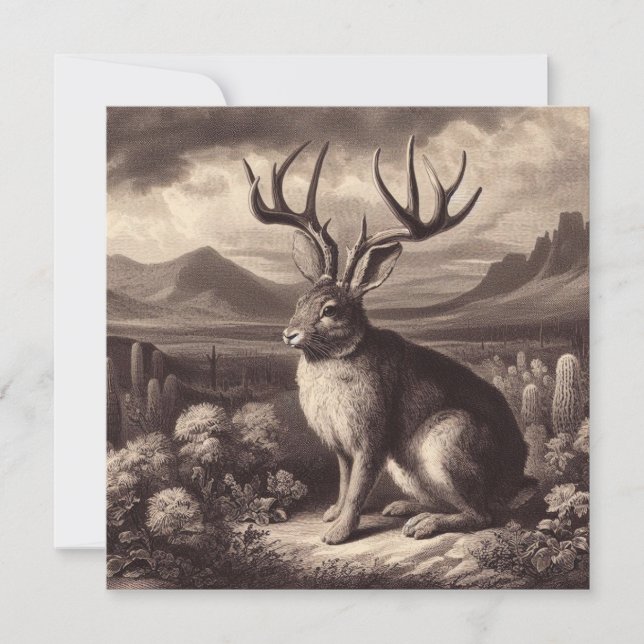 Jackalope Vintage Ilustracion Tarjeta de felicitac (Anverso)