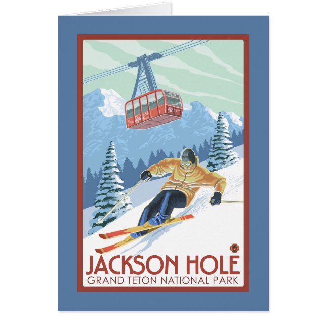 Jackson Hole, esquiador Wyoming y tranvía (Frente)