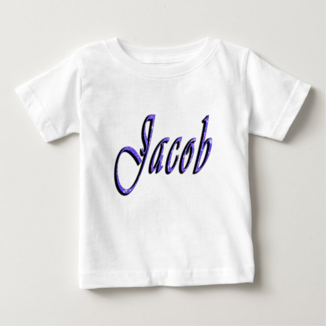 Jacob, Nombre, Logo, Camiseta Blanca del bebé (Anverso)