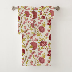 Jacobo Floral Big Pattern Reds Rosa Crema de oro