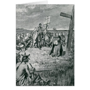 Jacques Cartier que pone una cruz en Gaspe