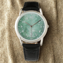 Jade Face reloj masculino - correa de cuero clásic