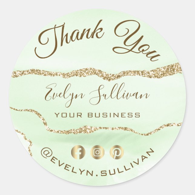 Jade Green Agate Gracias Pegatina de Ronda Clásica (Anverso)