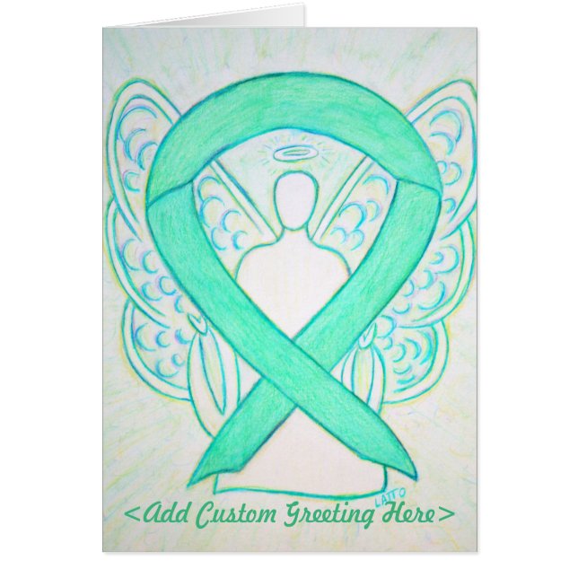 Jade Green Awareness Ribbon tarjeta de felicitació (Frente)