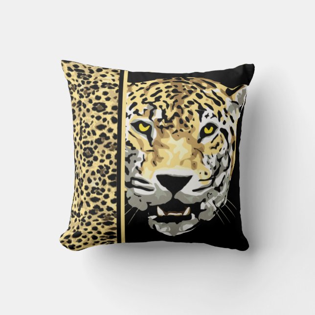 Jaguar con estampado de Jaguar en una almohada dec (Anverso)