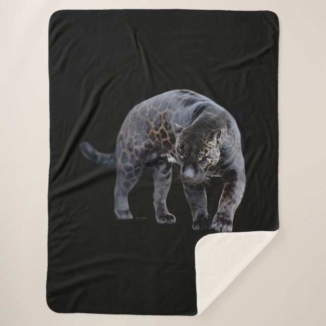 Jaguar Diablo manta de sherpa negra (Anverso)