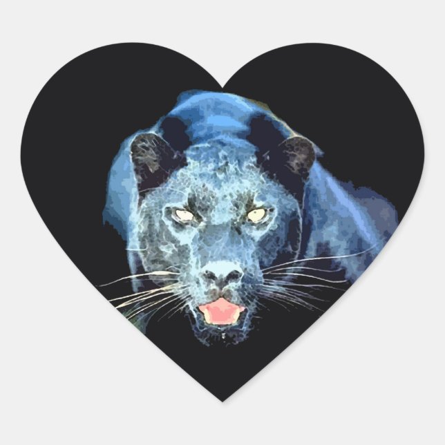 Jaguar - Pegatina del corazón de pantera negra (Anverso)
