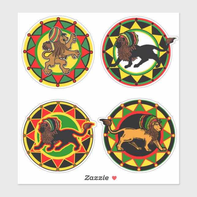Jah King Rasta Lion Collection 2 Pegatinas de arte (Hoja)